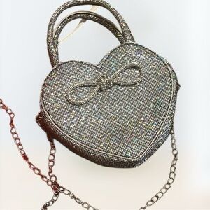 Elegant Silver Heart Clutch